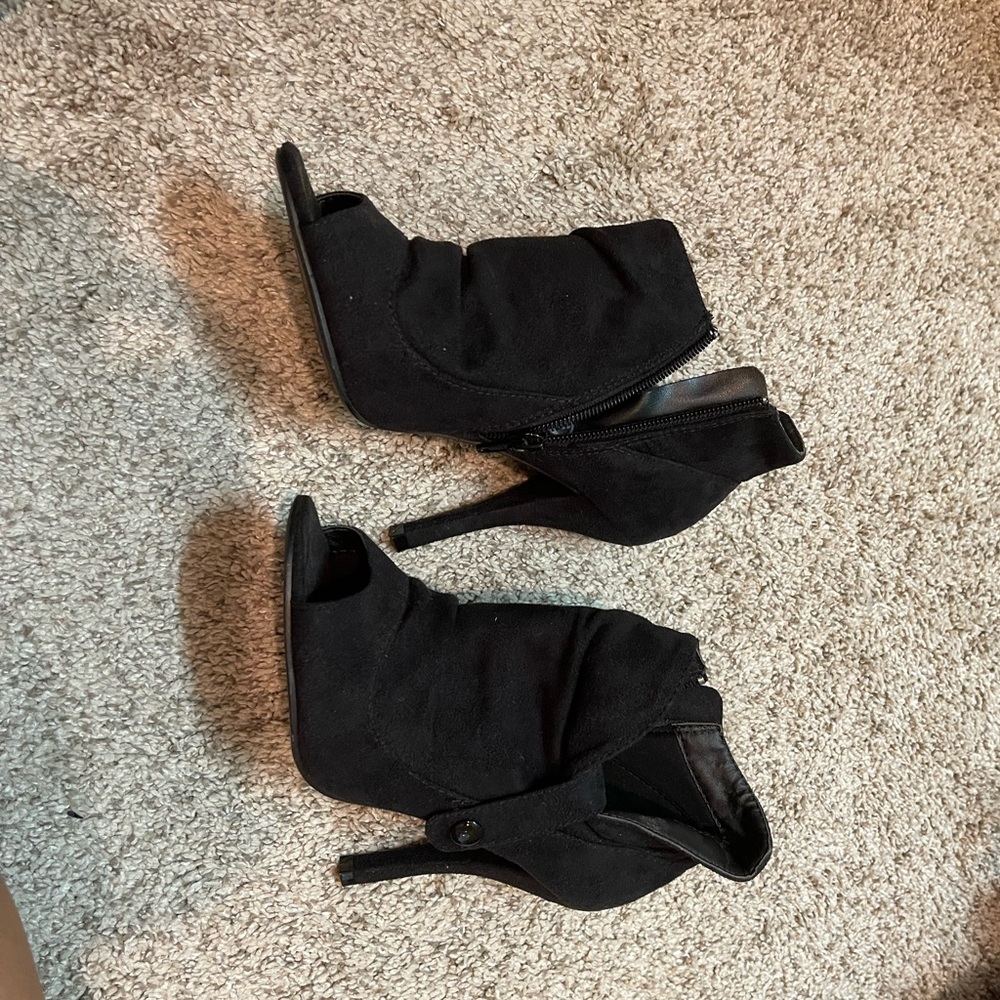 Black peep toe booties